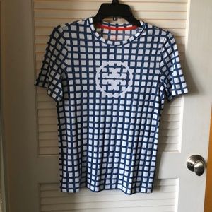 NWT Tory Burch Tee size XS Plaid Logo Tee